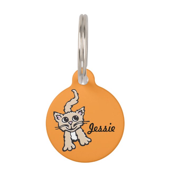 Médaillon Pour Animaux Nom du chat orange graphique et balise de familier (Devant)