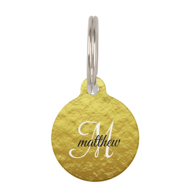 Médaillon Pour Animaux Nom du monogramme Gold personnalisé (Devant)