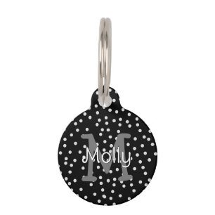 Médaillon Pour Animaux Nom du monogramme Pois rose Adresse ID de l'animal