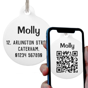 Médaillon Pour Animaux Nom et adresse de l'animal avec conception de code