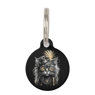 Médaillon Pour Animaux Nom et numéro de dos de chat steampunk génial