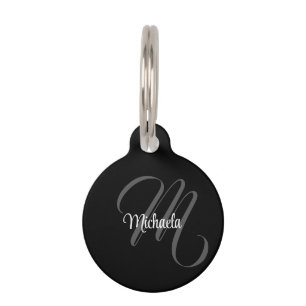 Médaillon Pour Animaux Nom initial de monogramme moderne minimaliste
