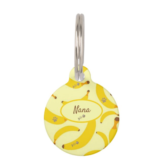 Médaillon Pour Animaux Nom personnalisé Bananes Chat (Devant)