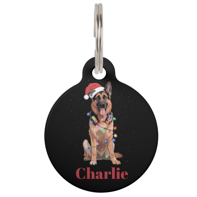 Médaillon Pour Animaux Nom personnalisé berger allemand chien de Noël (Devant)