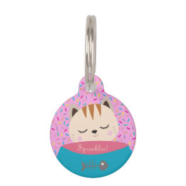 Médaillon Pour Animaux Nom personnalisé Candy Sprinkings Chat