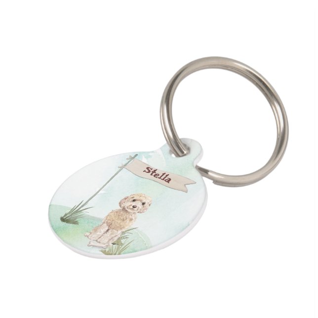 Médaillon Pour Animaux Nom personnalisé Champagne Cockapoo Chien animal d (Côté )