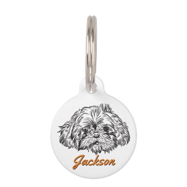 Médaillon Pour Animaux Nom personnalisé de l'Amoureux des chiens Shih Tzu (Devant)