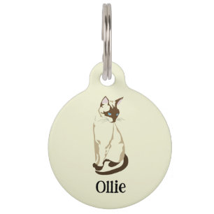 Médaillon Pour Animaux Nom personnalisé et n° de téléphone - Chat siamois