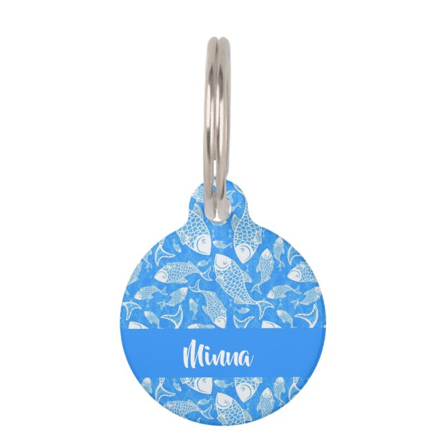 Médaillon Pour Animaux Nom personnalisé poisson blanc (Devant)