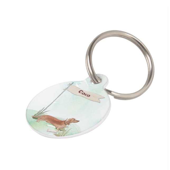 Médaillon Pour Animaux Nom Personnalisé Tan Dachshund Animal Chien (Côté )