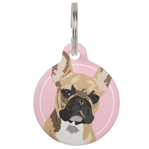 Médaillon Pour Animaux Nom rose personnalisé de chien de bouledogue