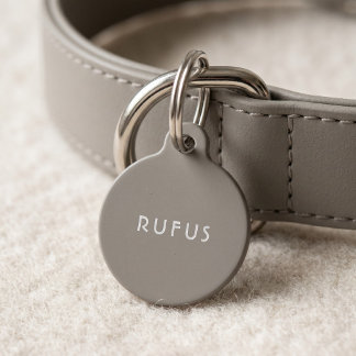 Médaillon Pour Animaux Noms de chiens personnalisés simples Beige Blanc