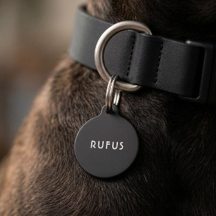 Médaillon Pour Animaux Noms de chiens personnalisés simples Noir Blanc