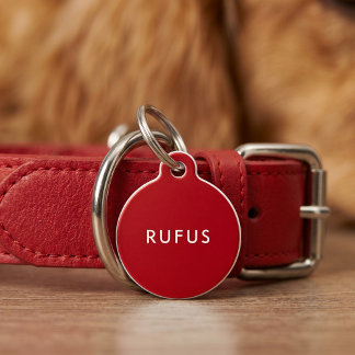 Médaillon Pour Animaux Noms de chiens personnalisés simples Rouge Blanc