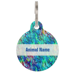 Médaillon Pour Animaux Nouvelle-Zélande Motif de coquille d'ormeau Paua 1