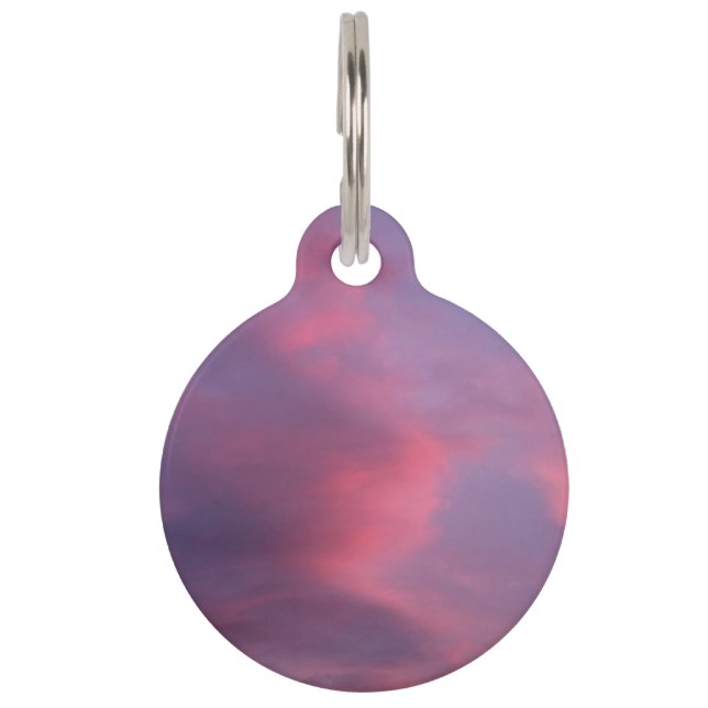 Médaillon Pour Animaux Nuages Rose Bleu (Devant)