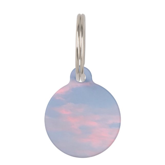 Médaillon Pour Animaux Nuages roses personnalisables (Devant)