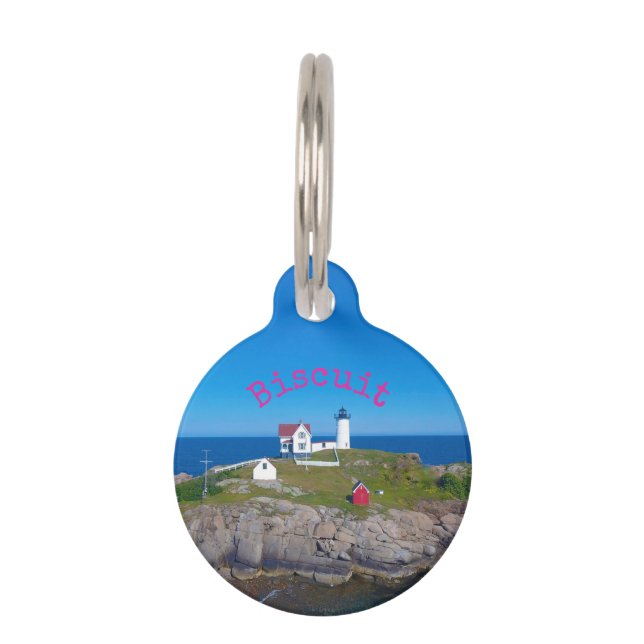 Médaillon Pour Animaux Nubble Light Hot Pink Nom Dog Photo Round Pet Bali (Devant)