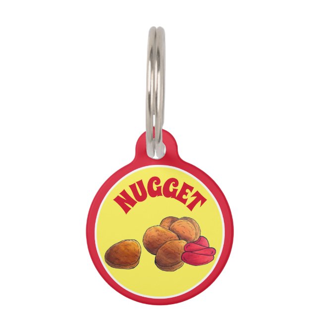 Médaillon Pour Animaux Nuggets de poulet avec ketchup Junk Food Foodie (Devant)