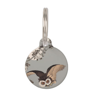 Médaillon Pour Animaux Nuit Japonaise Chouette Lune Bois Coupe Flying Nig