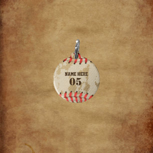 Médaillon Pour Animaux Numéro de base-ball Vintage personnalisé Rétro