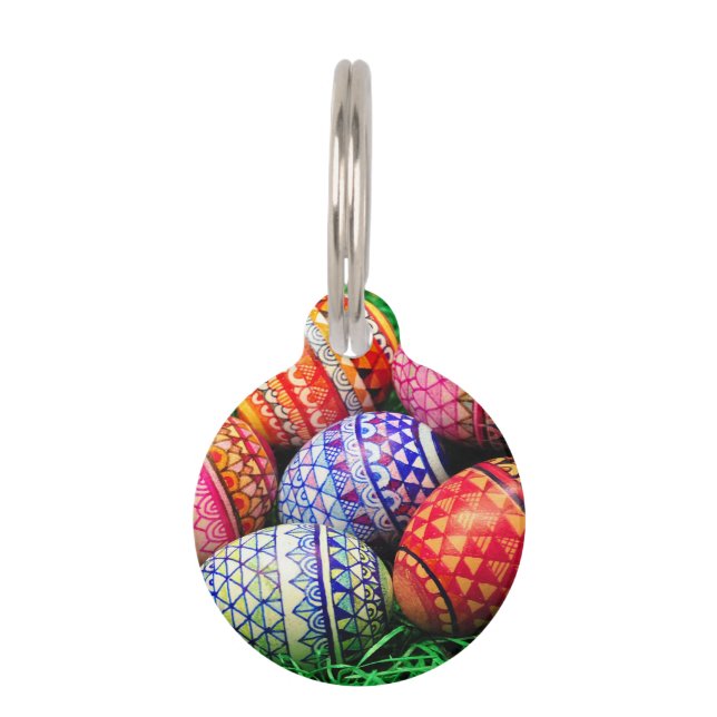 Médaillon Pour Animaux Oeufs de pâques fleuris (Devant)