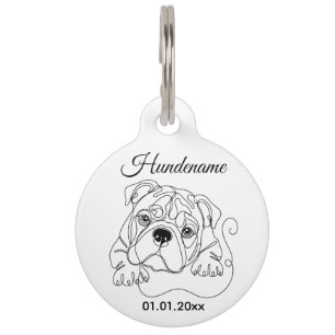 Médaillon Pour Animaux Old English Bulldogge Tag personnalisé en ligne ar