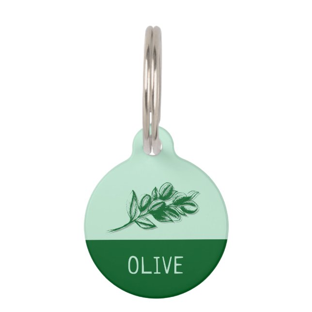 Médaillon Pour Animaux Olive Pet Cat Dog Name (Devant)