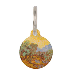 Médaillon Pour Animaux Oliviers de Van Gogh Soleil Jaune Ciel