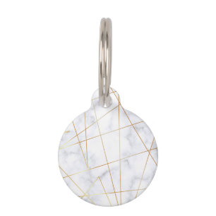 Médaillon Pour Animaux or de marbre blanc de faux de poussin élégant