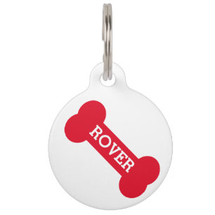 Médaillon Pour Animaux Os de chien rouge mignon - Personnalisé