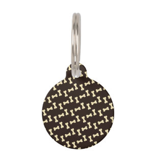 Médaillon Pour Animaux Os de chien sur motif brun