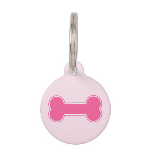 Médaillon Pour Animaux Os en forme de chien rose et informations pour ani