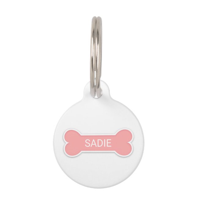 Médaillon Pour Animaux Os en forme de rose avec nom de compagnie personna (Devant)