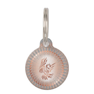 Médaillon Pour Animaux Owl Et Mandala Rose Gold Ajouter Nom Et Adresse