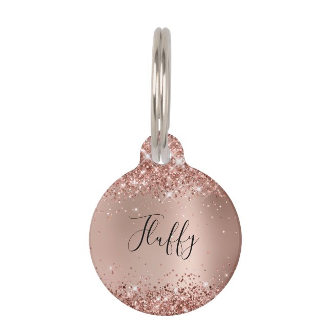 Médaillon Pour Animaux Pailleté Rose Gold Glam Gradient scintillant (Devant)