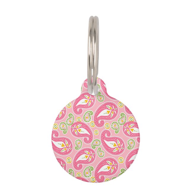 Médaillon Pour Animaux Paisley rose Girly (Devant)