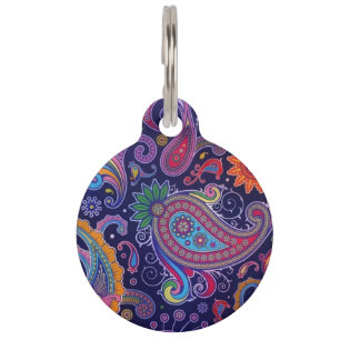 Médaillon Pour Animaux Paisley violet rose