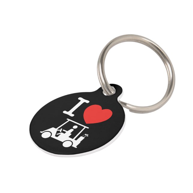 Médaillon Pour Animaux Panier de golf I Heart (Love) (Côté )