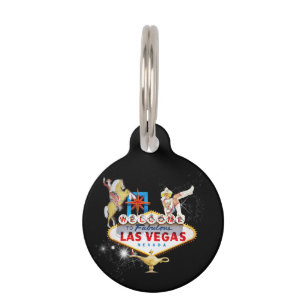 Médaillon Pour Animaux Panneau de bienvenue de Las Vegas sur fond étoilé