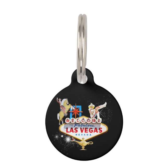 Médaillon Pour Animaux Panneau de bienvenue de Las Vegas sur fond étoilé (Devant)