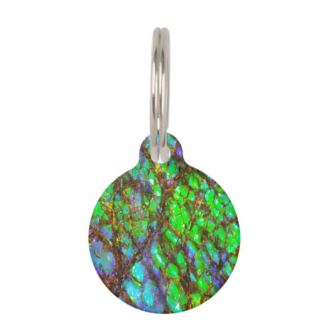 Médaillon Pour Animaux Paon Ammolite de Falln (Devant)