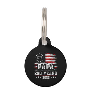 Médaillon Pour Animaux Papa américain drapeau 250 ans 4 juillet Gran