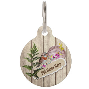 Médaillon Pour Animaux Papier tordu rustique Peinture à huile de bois Per