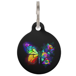 Médaillon Pour Animaux Papillon arc-en-ciel