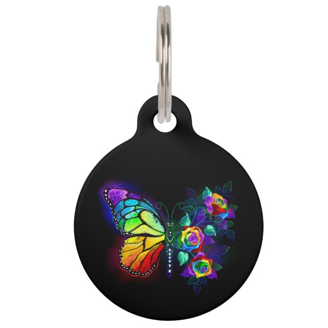 Médaillon Pour Animaux Papillon arc-en-ciel (Devant)
