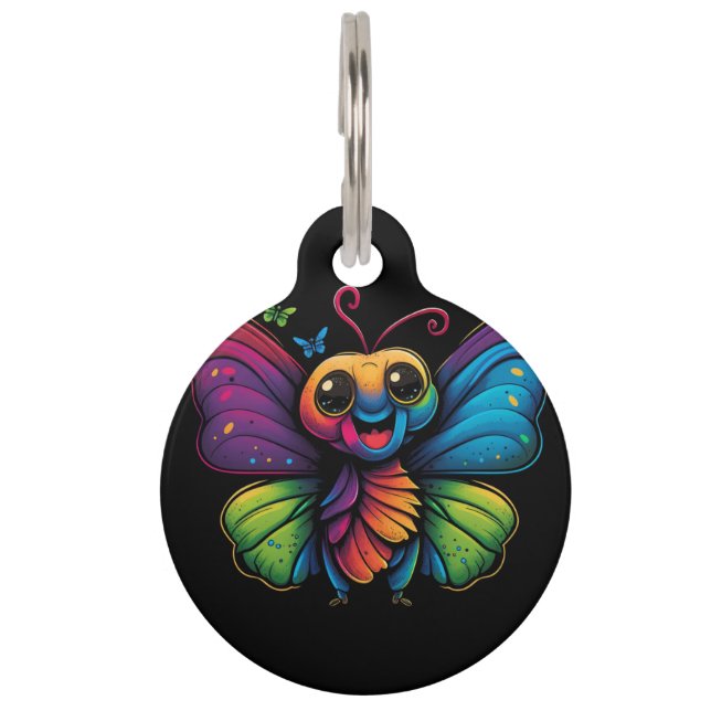 Médaillon Pour Animaux Papillon arc-en-ciel (Devant)