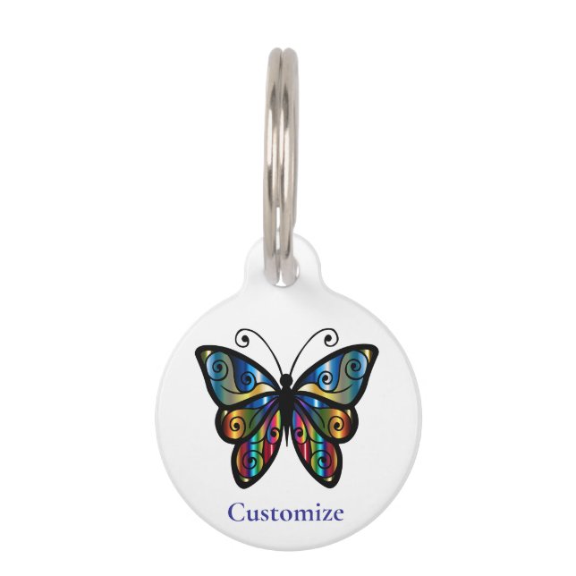 Médaillon Pour Animaux Papillon Coloré Thunder_Cove (Devant)