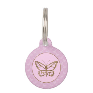 Médaillon Pour Animaux Papillon de style feuille d'or faux sur lavande vi
