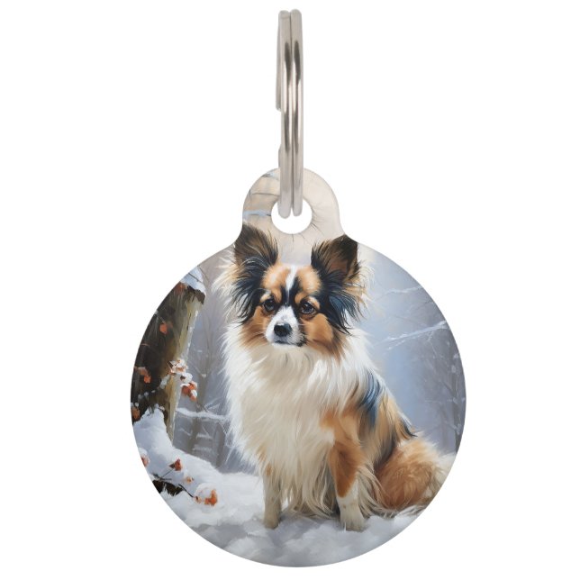 Médaillon Pour Animaux Papillon Laisser neiger Noël (Devant)
